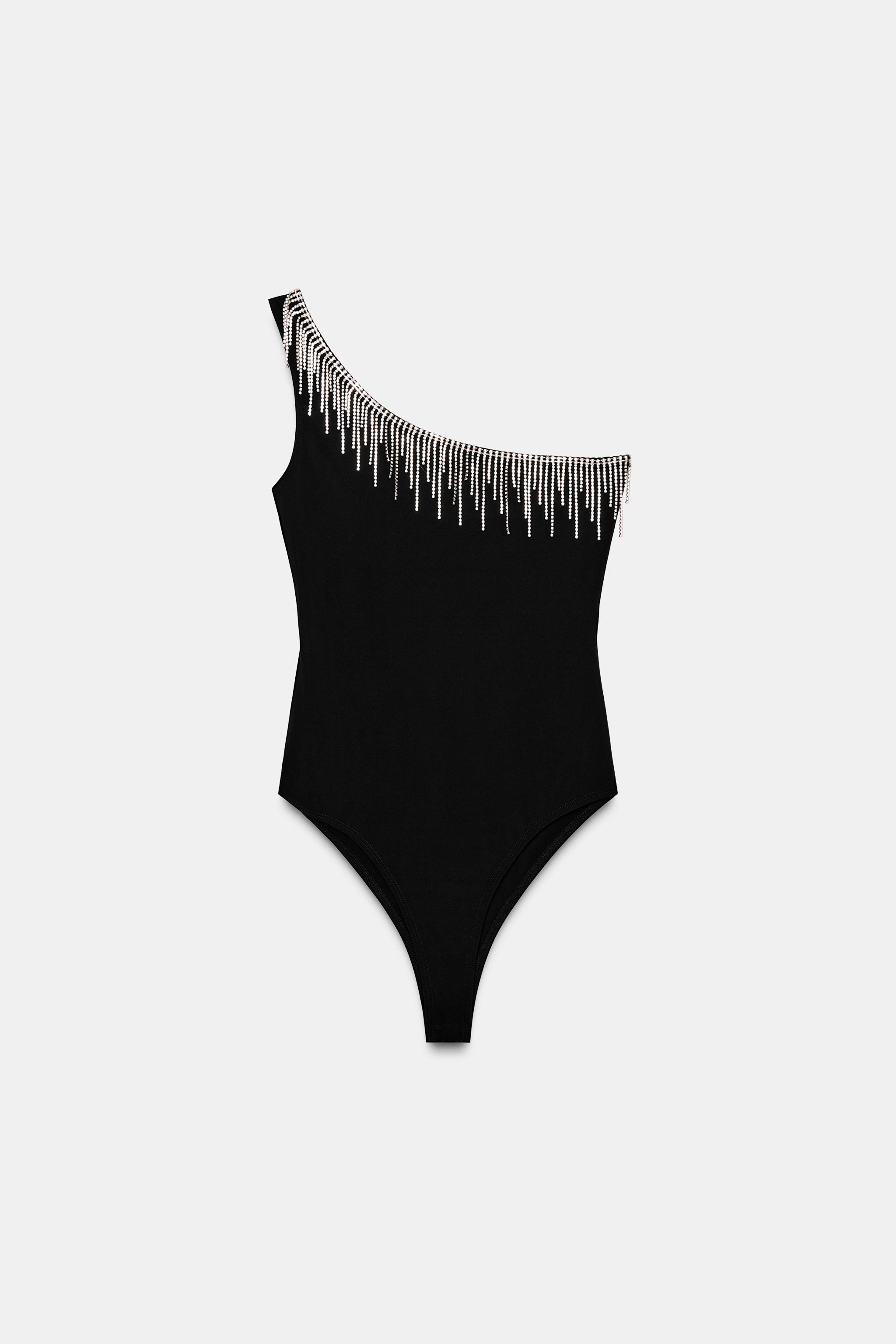 ASYMMETRIC FRINGE BODYSUIT WITH SPARKLE EMBELLISHMENT | Zara Canada