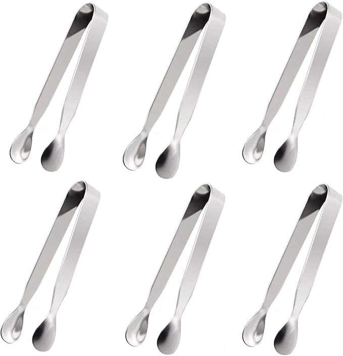 Ice Tongs Sugar Cubes Tongs - 6 Pack Stainless Steel Mini Serving Tongs Appetizers Tongs Small Ki... | Amazon (US)