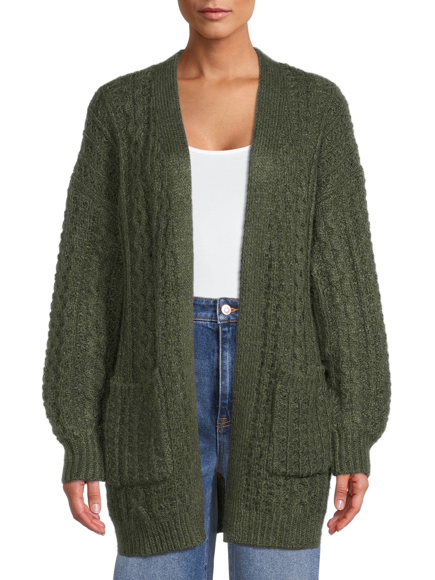 Time and Tru Women's Fashion Cable Cardigan - Walmart.com | Walmart (US)