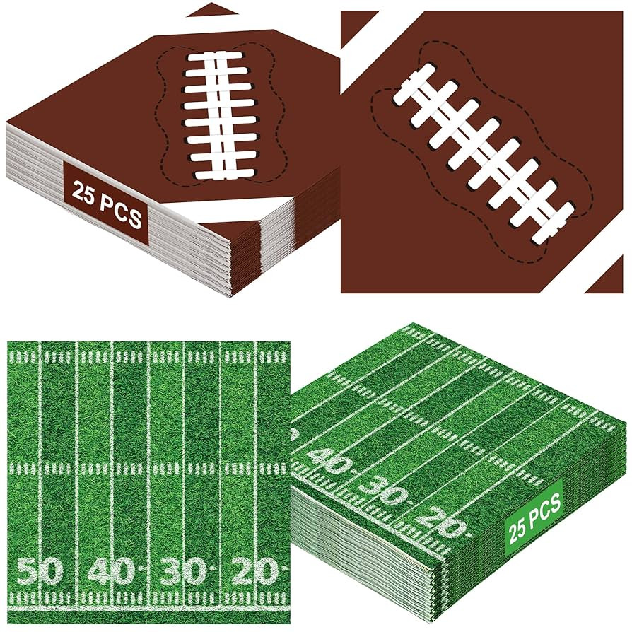 50 PCS Football Party Supplies, 6.5 Inches Football Napkins with 2 Styles, Disposable Football Pa... | Amazon (US)