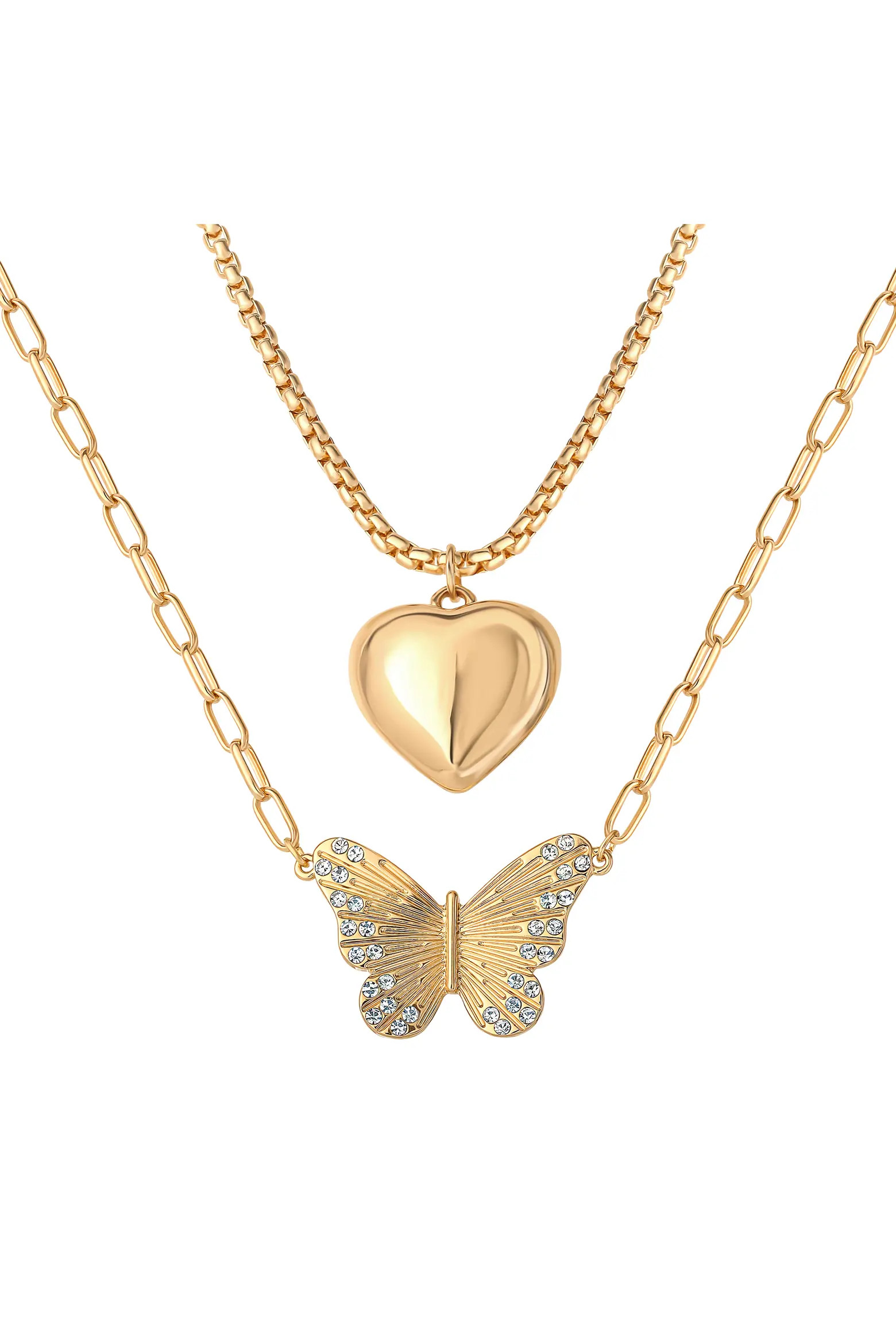 Butterfly and Heart Layered Necklace (Women) | Nordstrom | Nordstrom
