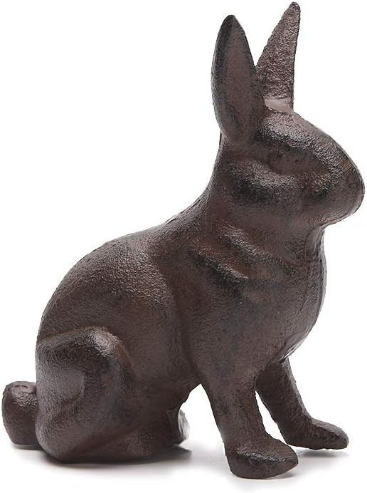 BRASSTAR Cast Iron Rabbit Statue, Indoor Outdoor Ornament | Amazon (US)