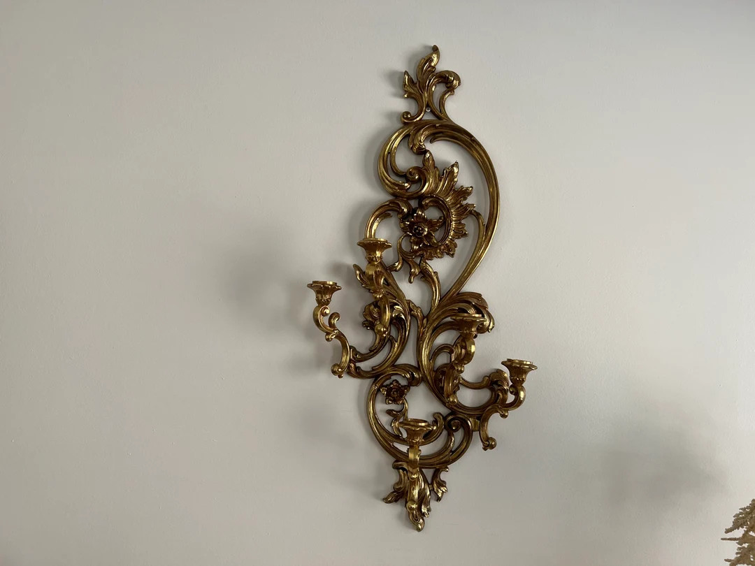 Vintage Gold Ornate 5 Arm wall Sconce | Etsy (US)