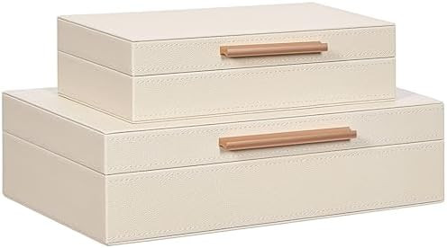 Decorative Storage Boxes with Lids 2-Set for Modern Home, Saving Space, Memory Boxes, PU Leather ... | Amazon (US)