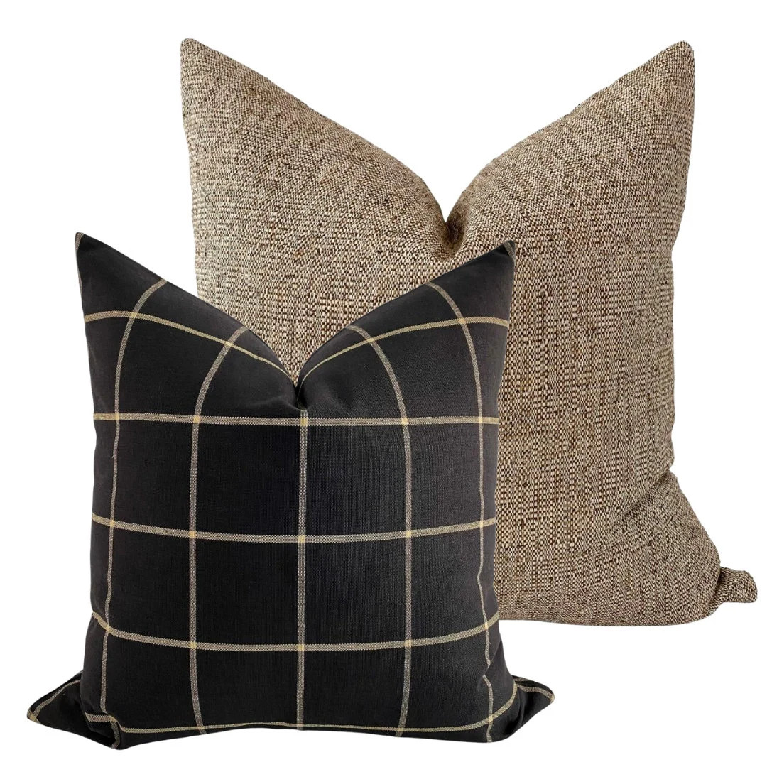 Angela Pillow Set Black Plaid Pillow Pillow Collection - Etsy | Etsy (US)