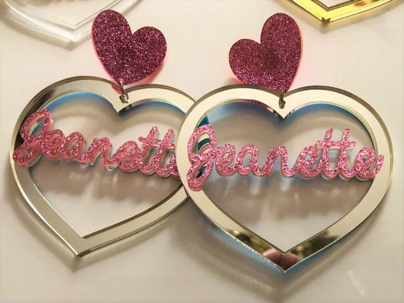 Name Heart Hoops Name Earrings Custom Earrings Hoop | Etsy | Etsy (US)