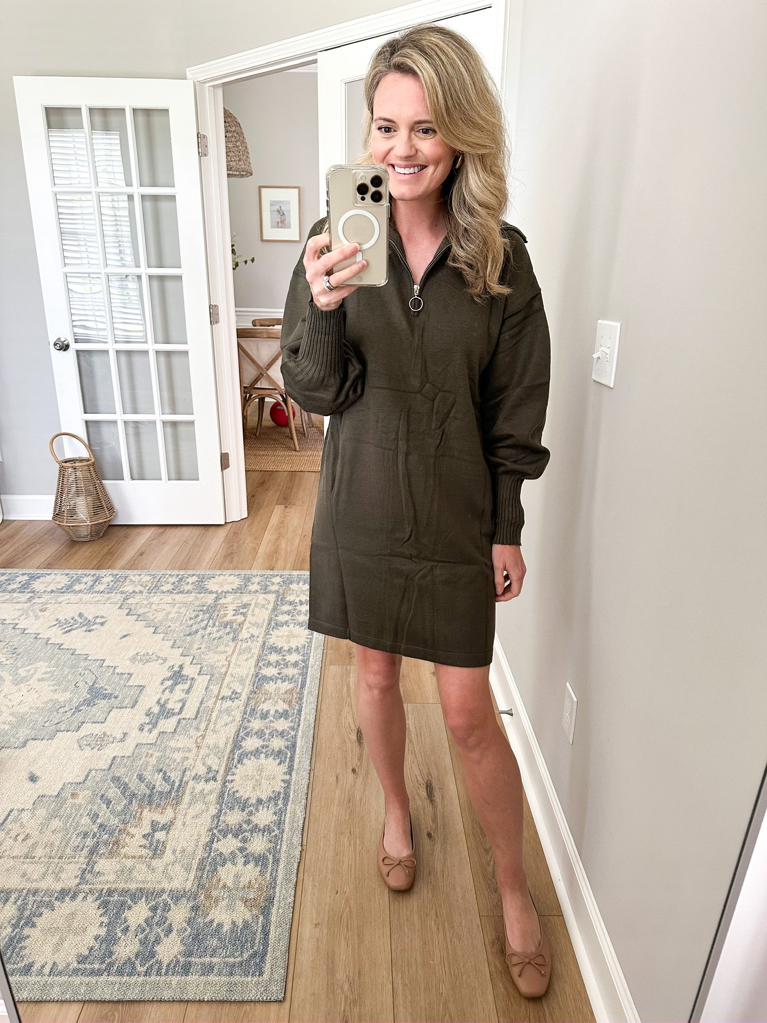 A sweater dress that hits all the marks - great length, detail on the sleeve and a collar that lays flat adding a bit of extra style. Wearing today with flats but boots another day. 

#LTKSeasonal #LTKshoecrush #LTKstyletip