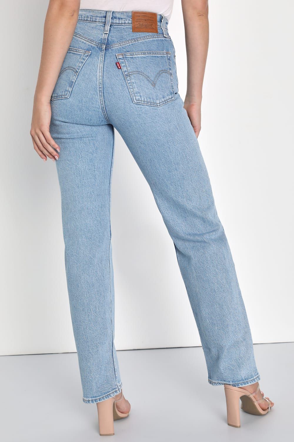 Ribcage Light Wash Straight Leg High Rise Denim Jeans | Lulus