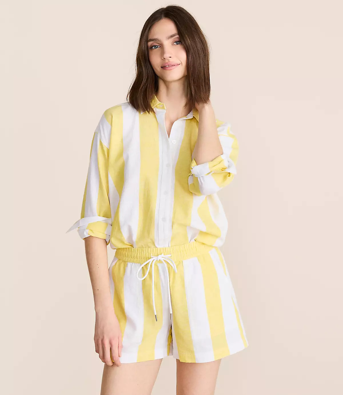 Lou & Grey Striped Linen Cotton Back Slit Tunic Shirt | LOFT