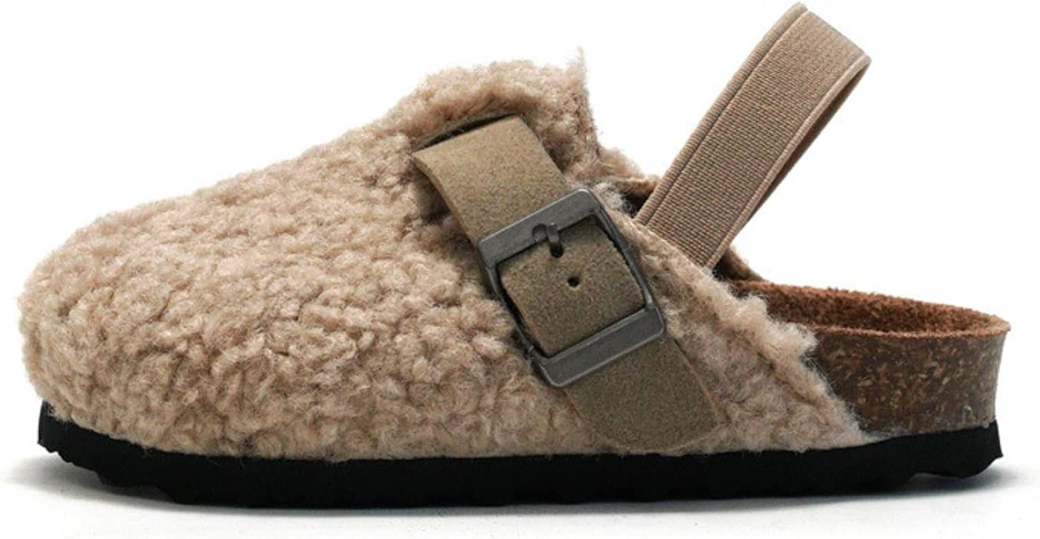 Boston Clogs Slippers Toddlers Kids - Slip on Soft Cork Footbed Fuzzy Lined Non Skid House Slippe... | Amazon (US)