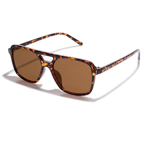 VANLINKER Retro Vintage 70s sunglasses for women men Tortoise Frame Brown Lens | Amazon (US)