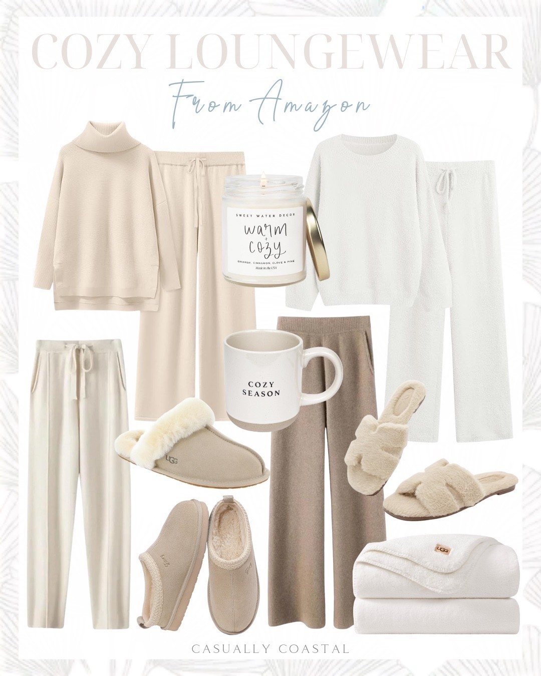 Cozy Loungewear From Amazon 

Amazon loungewear, neutral loungewear, lounge set, matching set, oversized turtleneck knit pullover sweater, sweat set, cashmere sweatpants, high waist drawstring loose cashmere pants, UGG scuffette slippers, Amazon slippers, fuzzy fleece oversized lounge set, white lounge set, fuzzy slippers, open toe slippers, suede slippers, UGG whitecap plush throw blanket, sweet water decor candle, winter candle, cozy season coffee mug 

#LTKFindsUnder50 #LTKSeasonal #LTKFindsUnder100