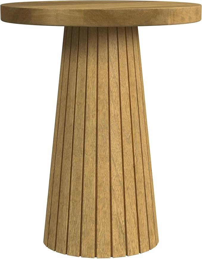 Natural Mango Wood End/Side Round Table | Amazon (US)