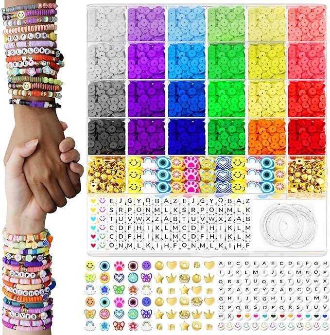 ARTDOT 5342 PCS Clay Beads Friendship Bracelets Jewelry Making Kit, 24 Colors Assorted Flat Prepp... | Amazon (US)