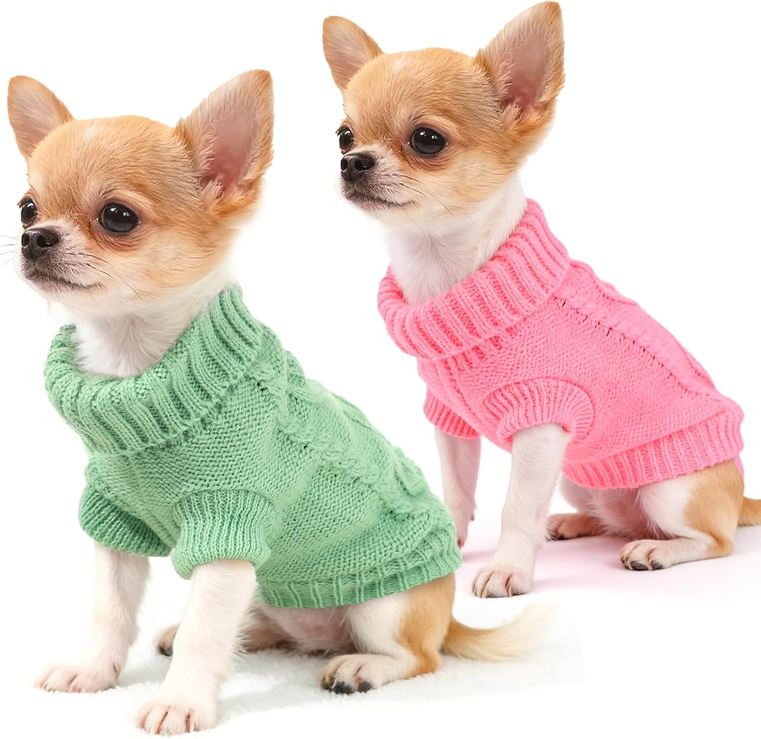 2 Pieces Chihuahua Clothes Dog Sweaters for Small Dogs Cute Puppy Cat Clothes Turtleneck Thick Wa... | Amazon (US)