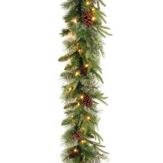 9 ft. Colonial Garland with Clear Lights-PECO4-306-9A-1 - The Home Depot | The Home Depot