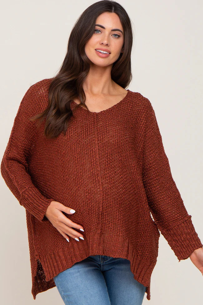 Rust Chunky Knit Maternity Sweater | PinkBlush Maternity