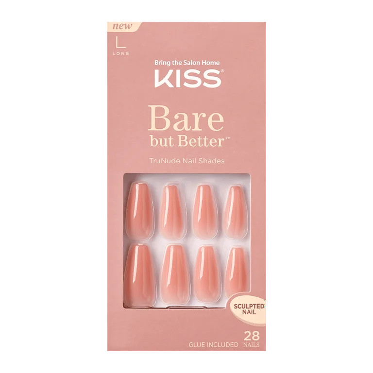 KISS Bare but Better Sculpted Nude Fake Nails, Nude Glow, 28 Count - Walmart.com | Walmart (US)