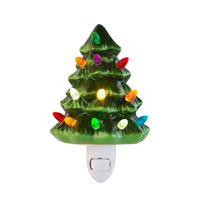 Christmas Tree Night Light - Plug in Ceramic Vintage Night Light with LED Bulb … | Walmart (US)