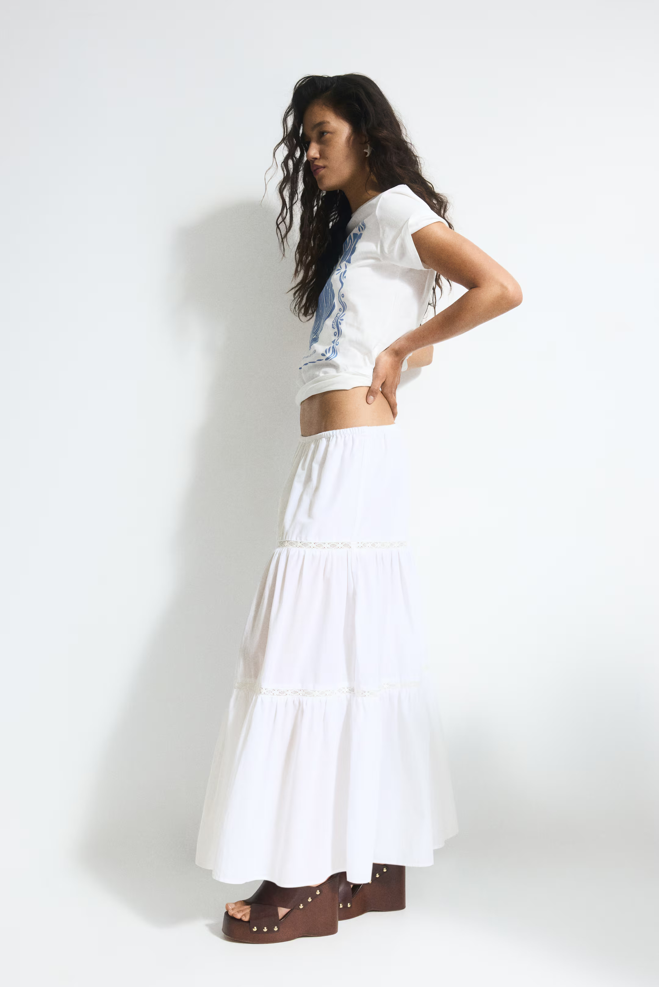 Lace-Inset Maxi Skirt | H&M (US + CA)