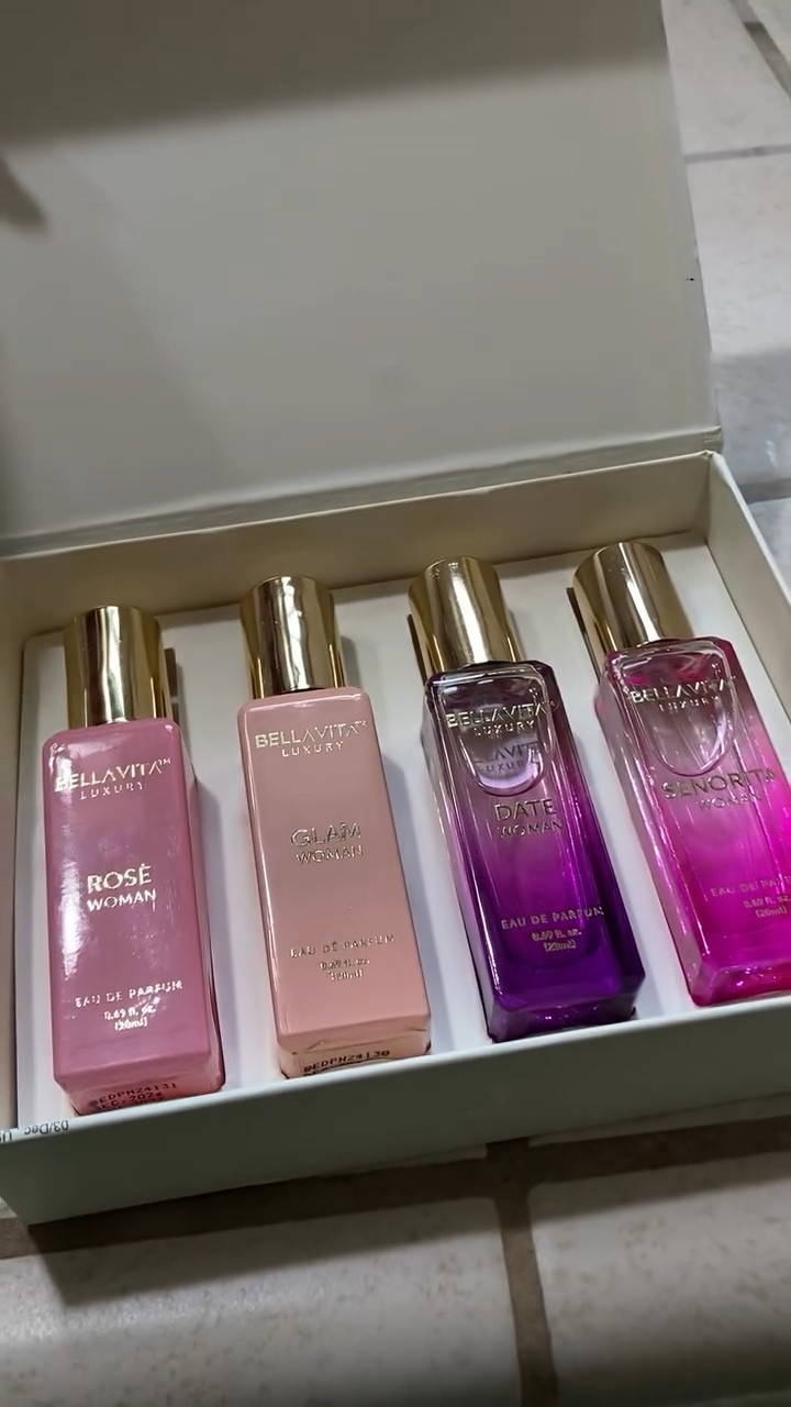A fragrance for every mood,
Rosé for romance,
Glam for the spotlight,
Date for the spark,
Señorita for the fire within. @bellavitaluxury_official 
✨ Every bottle, a story. Every spray, a mood.
#BellavitaLuxury #FragranceObsession #GiftSetGoals
