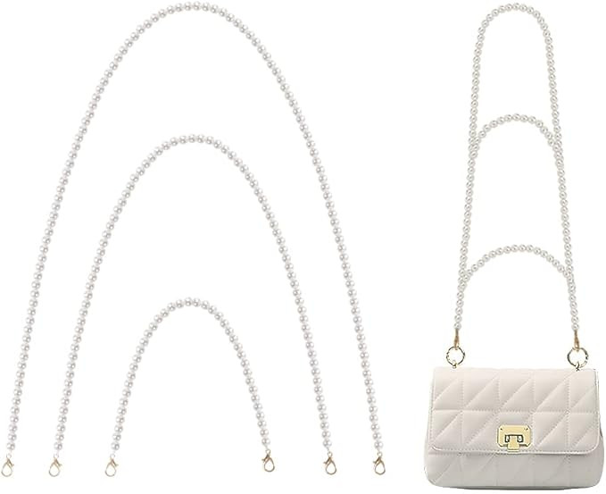 HUIANER Pearl Purse Chain, 3Pcs Imitation Pearl Cross Body Chains Straps Replacement with Golden ... | Amazon (US)