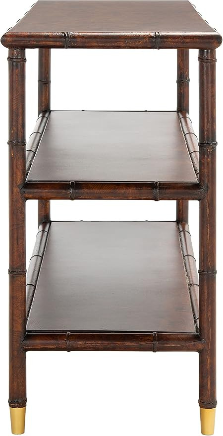 SAFAVIEH Home Collection Tudor Dark Brown/Gold 3-Shelf Console Table (Fully Assembled) | Amazon (US)