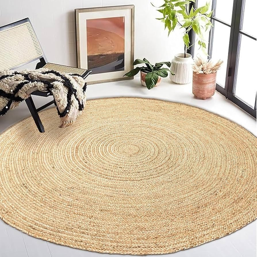Chardin home Hand Woven Natural Jute Braided Rug \u2013 8' Round | Rustic Boho Farmhouse Reversib... | Amazon (US)