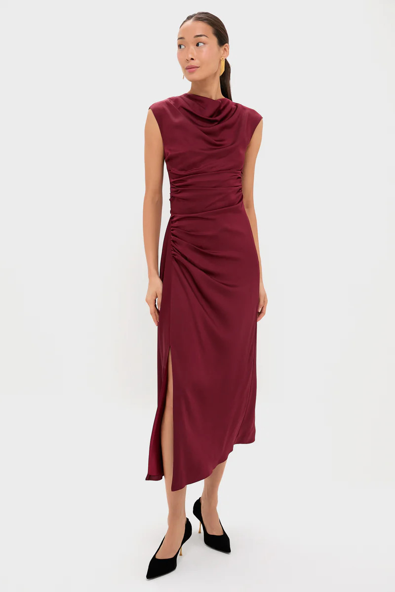 Oxblood Burke Draped Midi Dress | Tuckernuck (US)