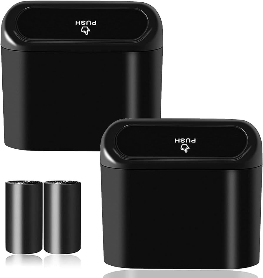 Car Trash Can Bin with Lid - 2 Packs Universal Vehicle Mini Leakproof Garbage Can Bin with 40pcs ... | Amazon (US)