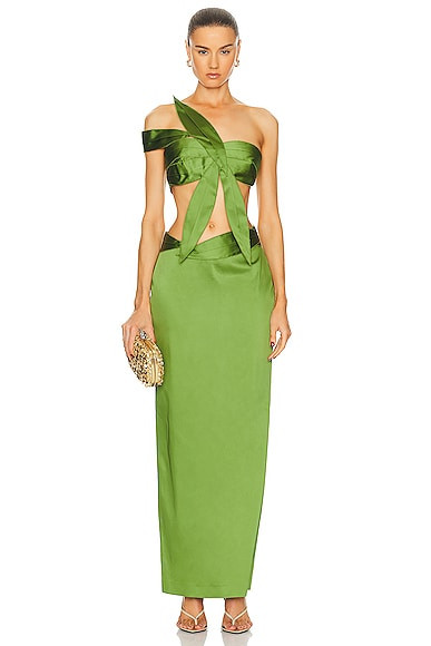 Cult Gaia Sharlena Long Gown in Olive | FWRD 
