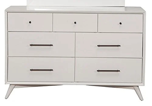 Flynn Mid Century Modern 7 Drawer Dresser in White Finish | Walmart (US)
