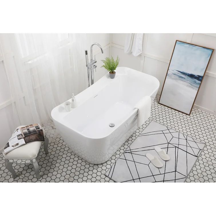 BT10459GW Harrieta 59.06" x 31" Freestanding Soaking Bathtub | Wayfair North America