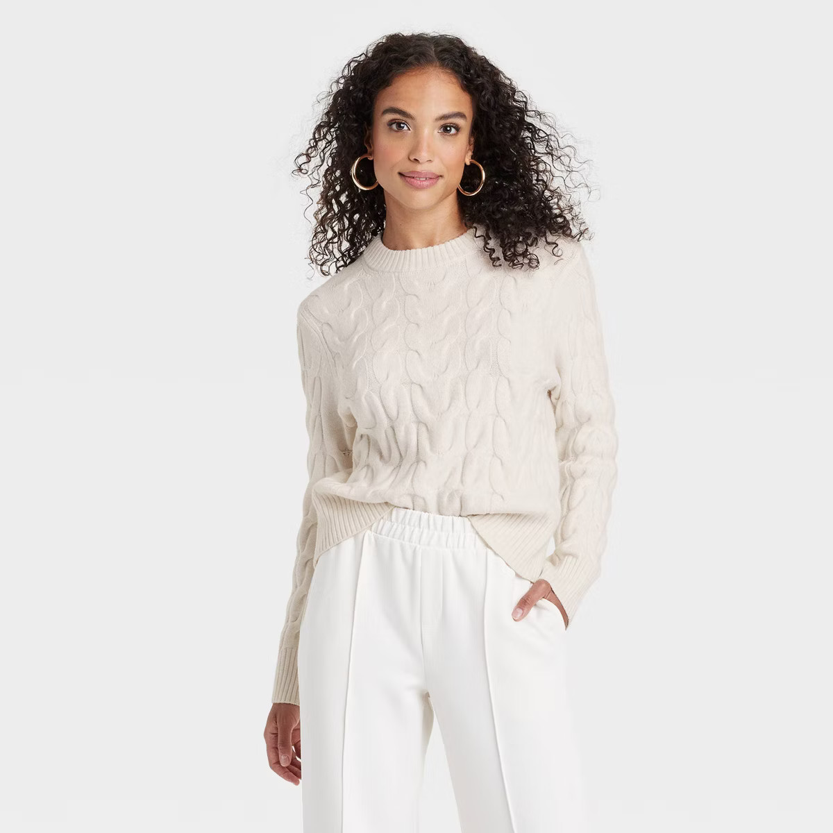 Women's Cable Crewneck Pullover Sweater - A New Day™ | Target