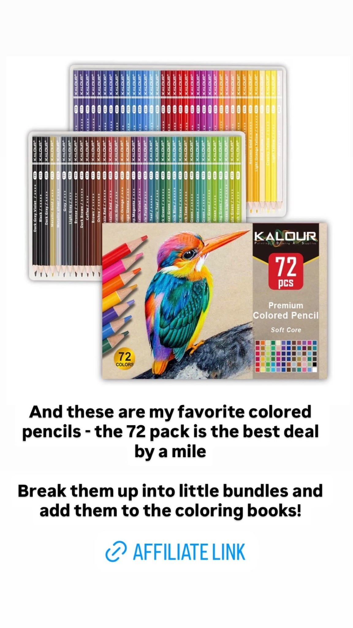 And these are my favorite colored pencils - the 72 pack is the best deal by a mile

Break them up into little bundles and add them to the coloring books!