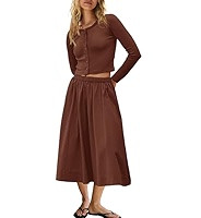 Amazon.com: Panadila Womens 2 Piece Lounge Sets Matching Vacation Outfits Ribbed Button Down Card... | Amazon (US)