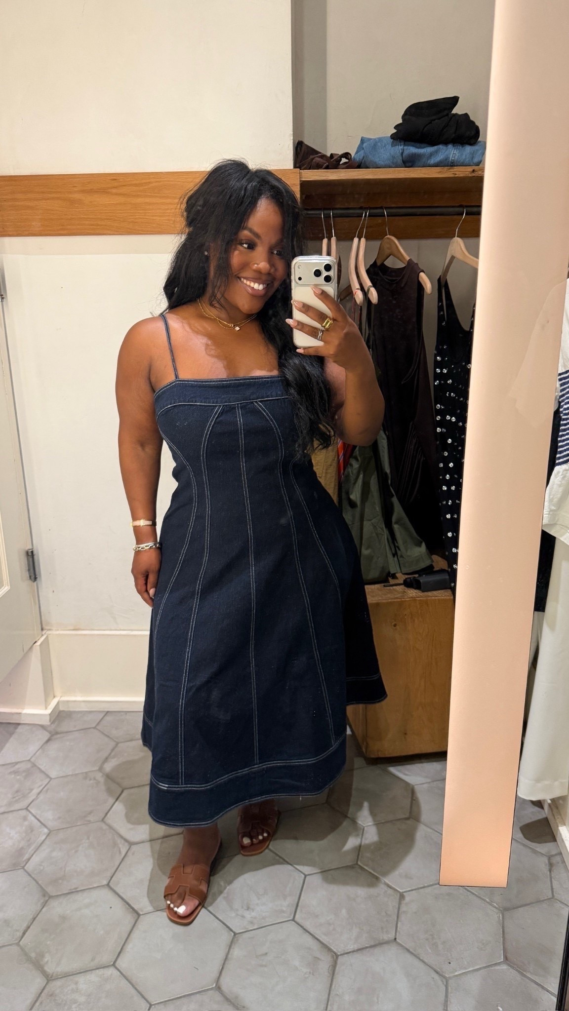 Gorgeous denim dress with pockets 👖🙌🏾 

I would size down to medium! 

Linking the rest of my Anthropologie try on below! 

Spring dresses, spring outfits 2026, 
Emmy Petite

#LTKMidsize #LTKSeasonal #LTKPetite