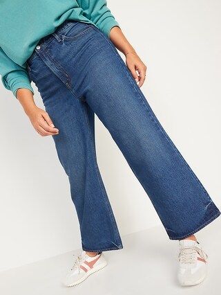 Extra High-Waisted Medium-Wash Cropped Wide-Leg Jeans for Women | Old Navy (US)