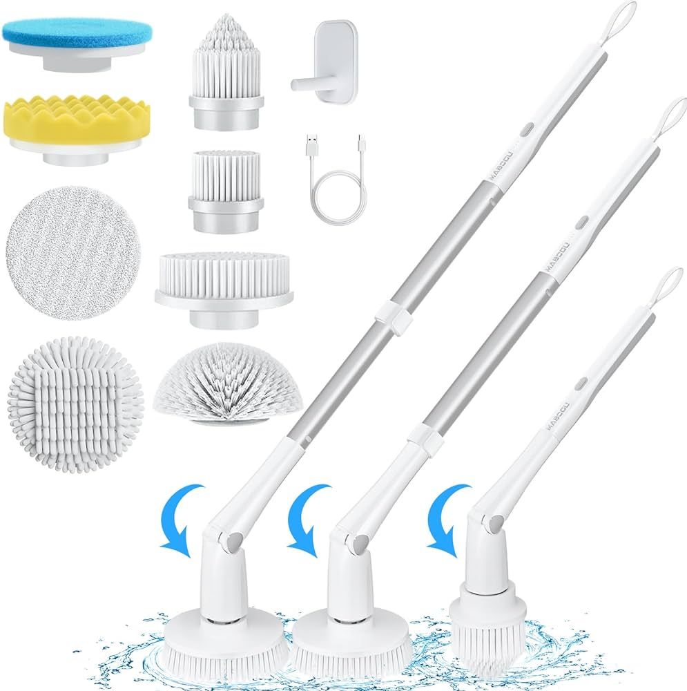 MABOGU Electric Spin Scrubber, Cordless Shower Scrubber with 8 Replaceable Brush Heads, Bathroom ... | Amazon (US)