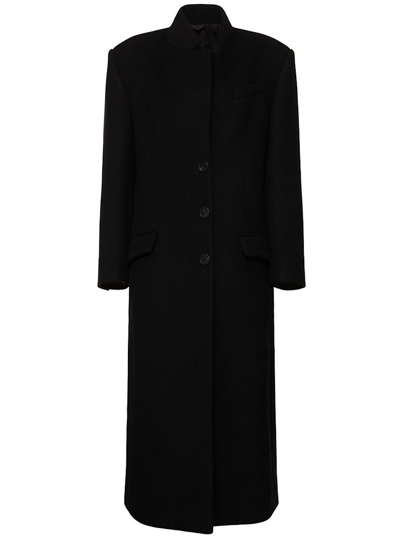 Wool twill single breasted long coat | Luisaviaroma