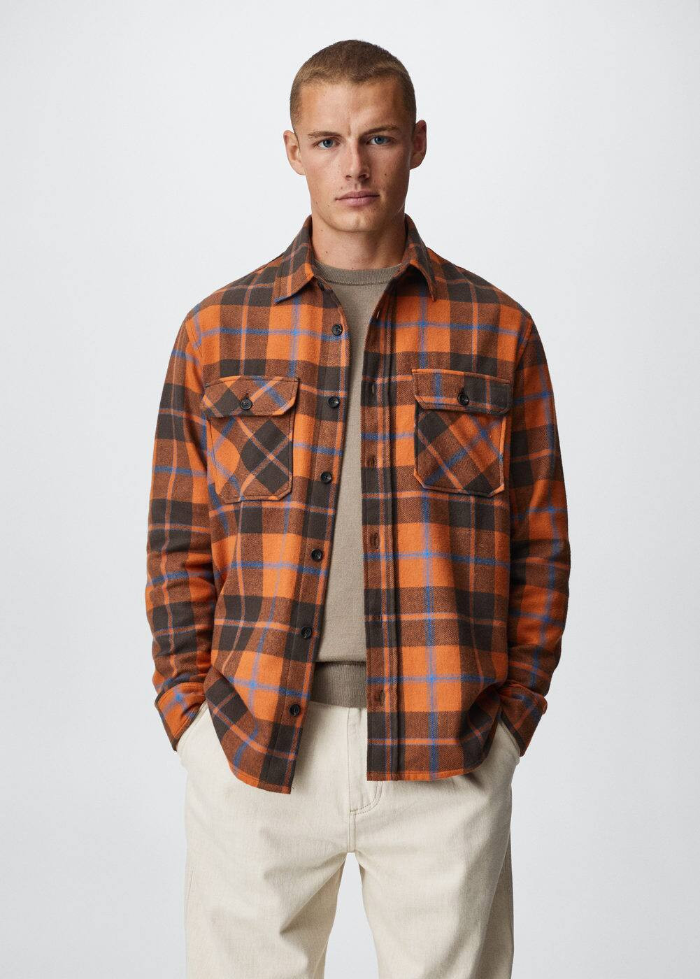 Check cotton overshirt -  Men | Mango Man USA | MANGO (US)