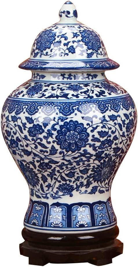 ufengke Jingdezhen Classic Blue and White Porcelain Floral Temple Ginger Jar Vase, China Ming Sty... | Amazon (US)