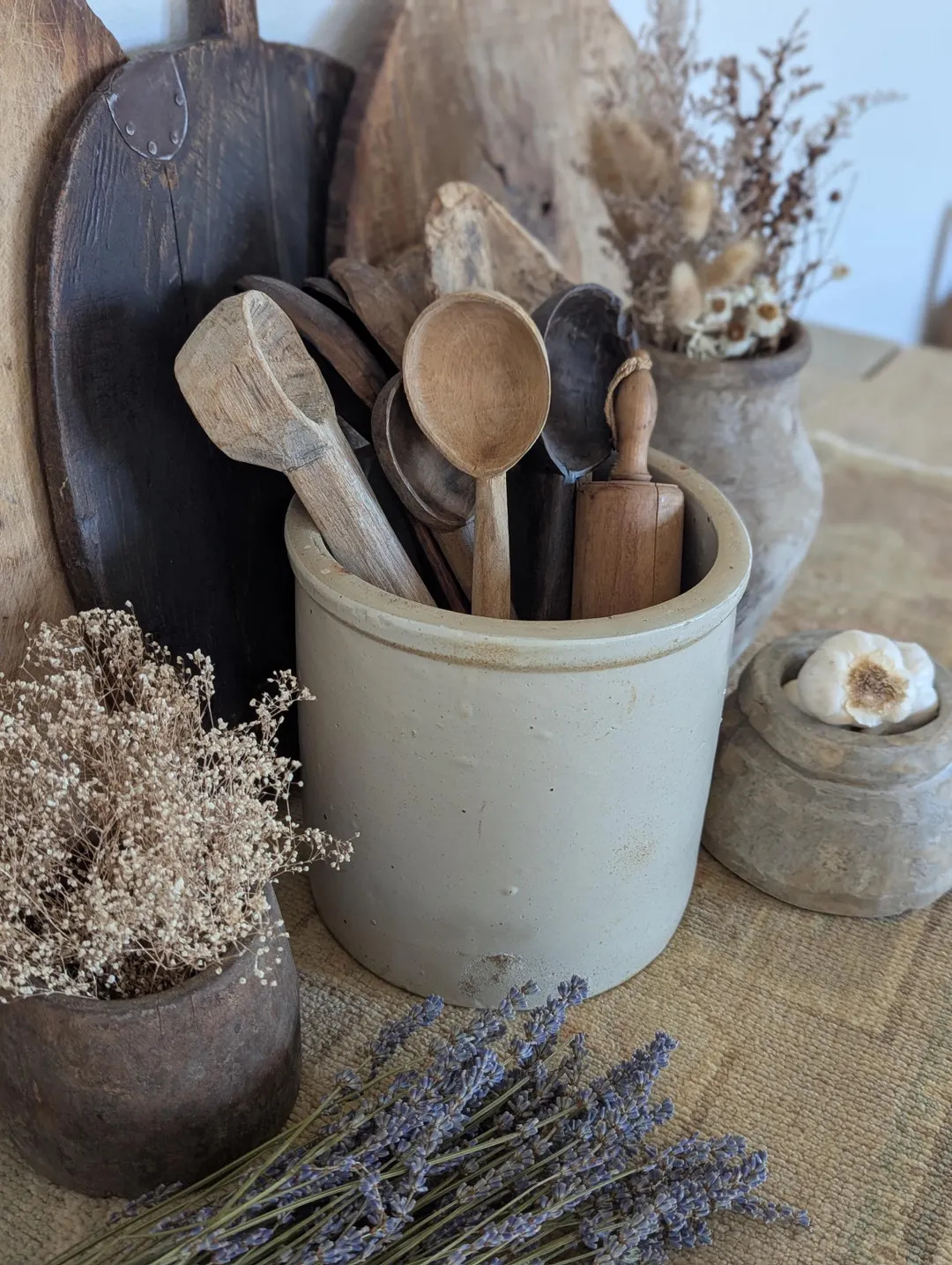 Vintage extra large stoneware crock, rustic Kitchen utensil holder, rustic utensil crock, stonewa... | Etsy (US)