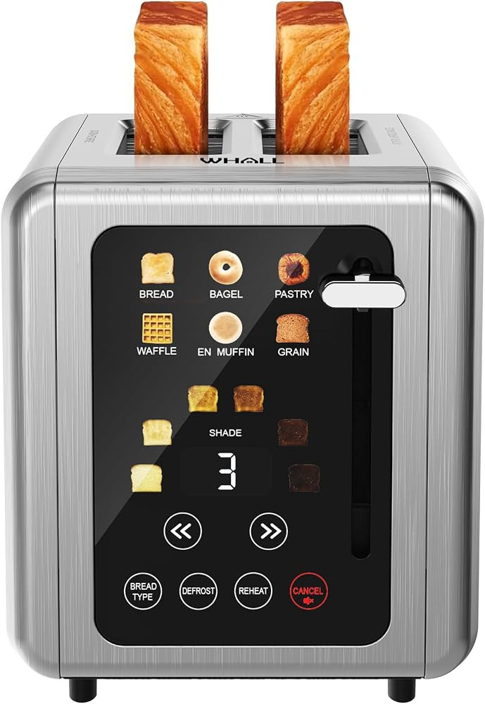 WHALL Touch Screen Toaster 2 Slice,Smart Digital Toaster with 1.5" Wide Slots,6 Shade Settings & ... | Amazon (US)