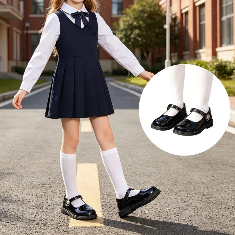 ibiyuan Girls Mary Jane Dress Shoes Platform Loafers Flats School Uniform Closed Toe Shoes for Ag... | Walmart (US)