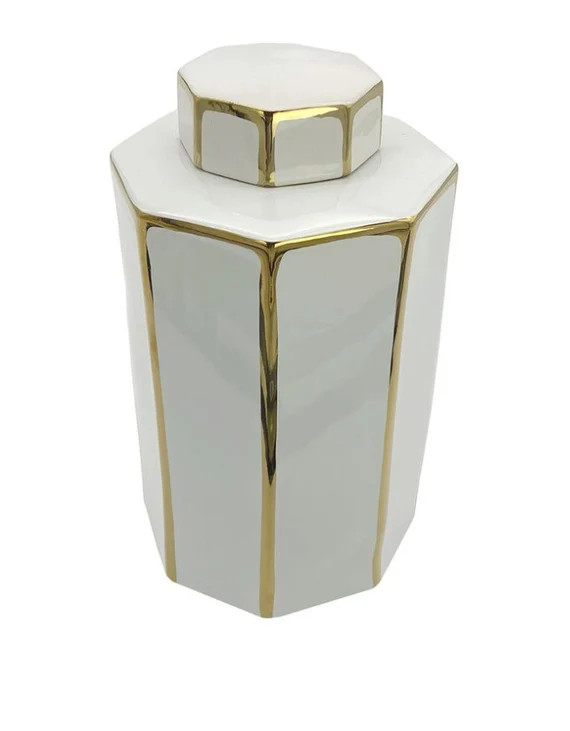 Gold and White Jars with Lid 2 Sizes | Etsy | Etsy (US)