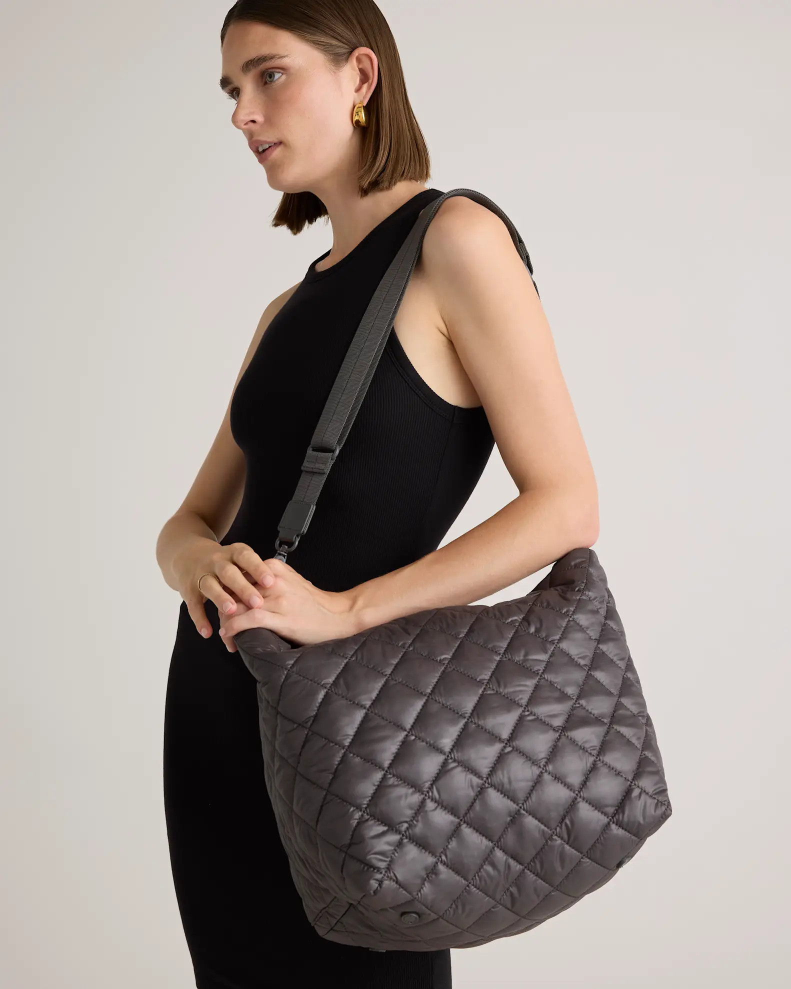 Transit Quilted Carry-All Tote in Charcoal | Quince