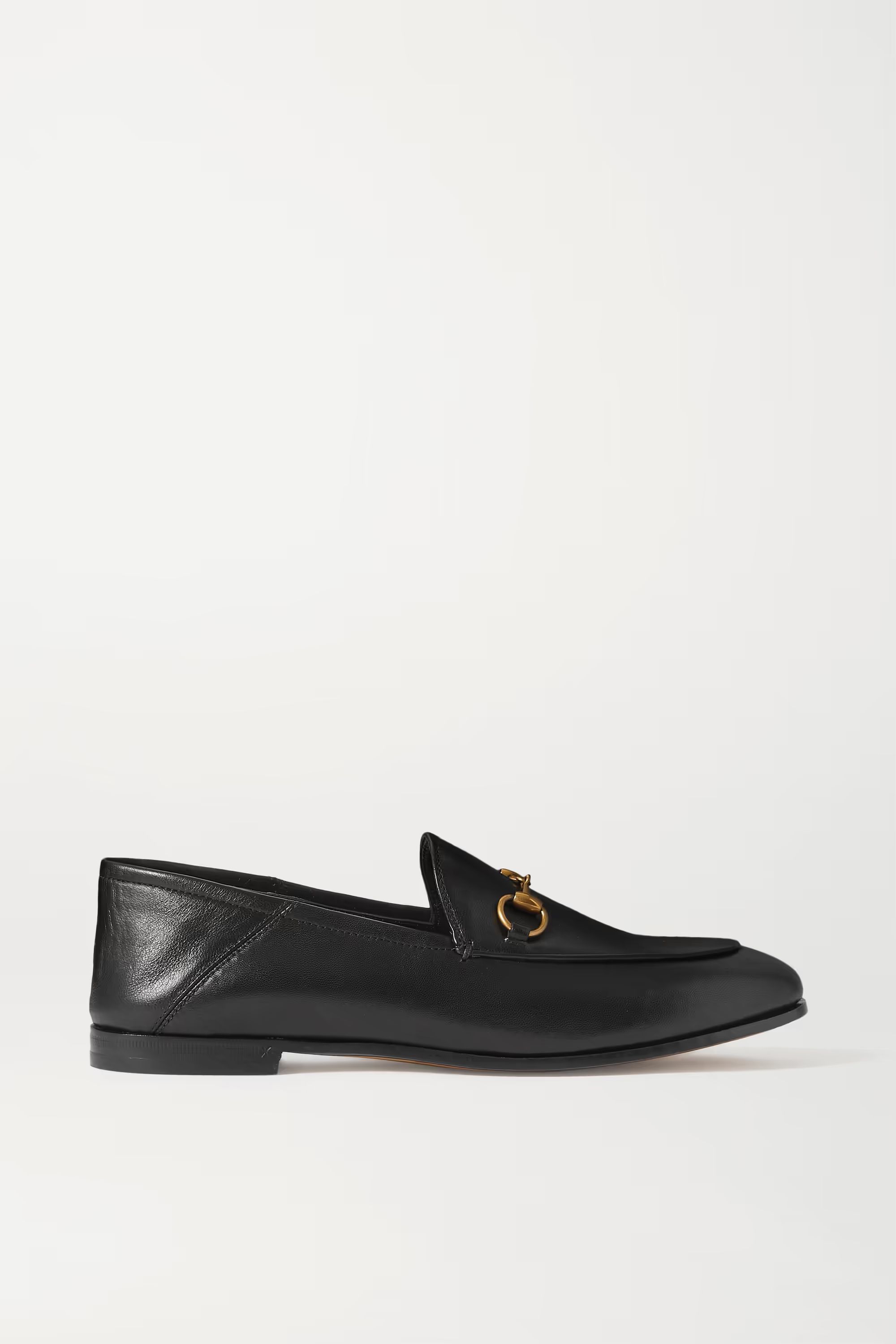 Black Brixton horsebit-detailed leather collapsible-heel loafers | GUCCI | NET-A-PORTER | NET-A-PORTER (US)