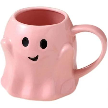 Cute Halloween Coffee Mug, Pink Ceramic Ghost Mug Perfect for Halloween Decor and Christmas Birthday 14 OZ (Pink*1) | Walmart (US)