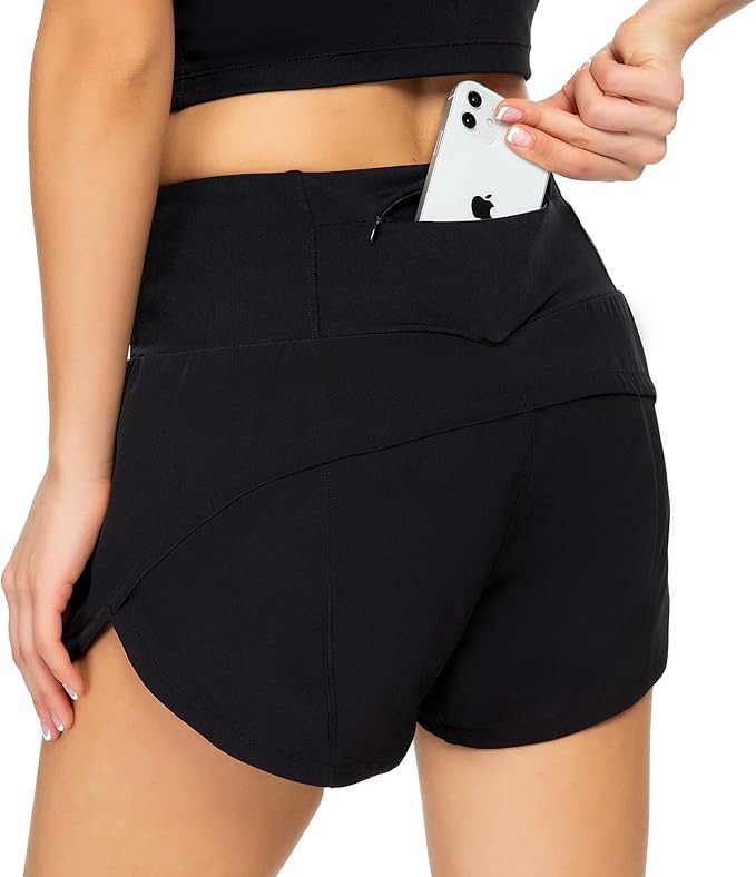 Rrosseyz Running Shorts for Women with Liner High Waisted Womens Athletic Shorts with Zip Pocket for | Amazon (US)